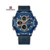 NAVIFORCE 9225 Men's Military Leather Digital Chronograph Watch with LED Display - Image 3
