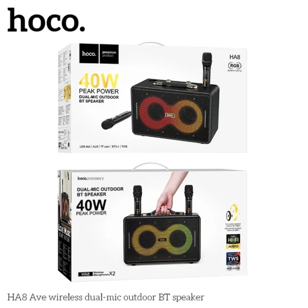 Hoco HA8 Wireless Dual-mic Karaoke Outdoor Bluetooth Speaker